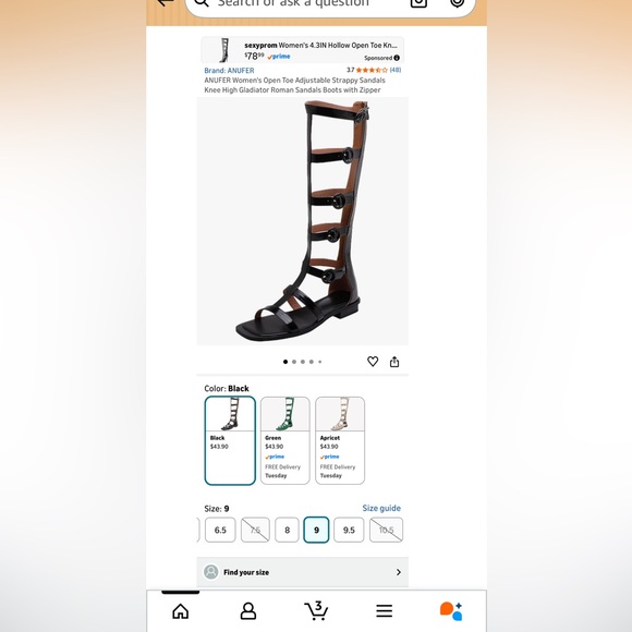 Black Gladiator Sandals Size 9 Anufer - Picture 8 of 8